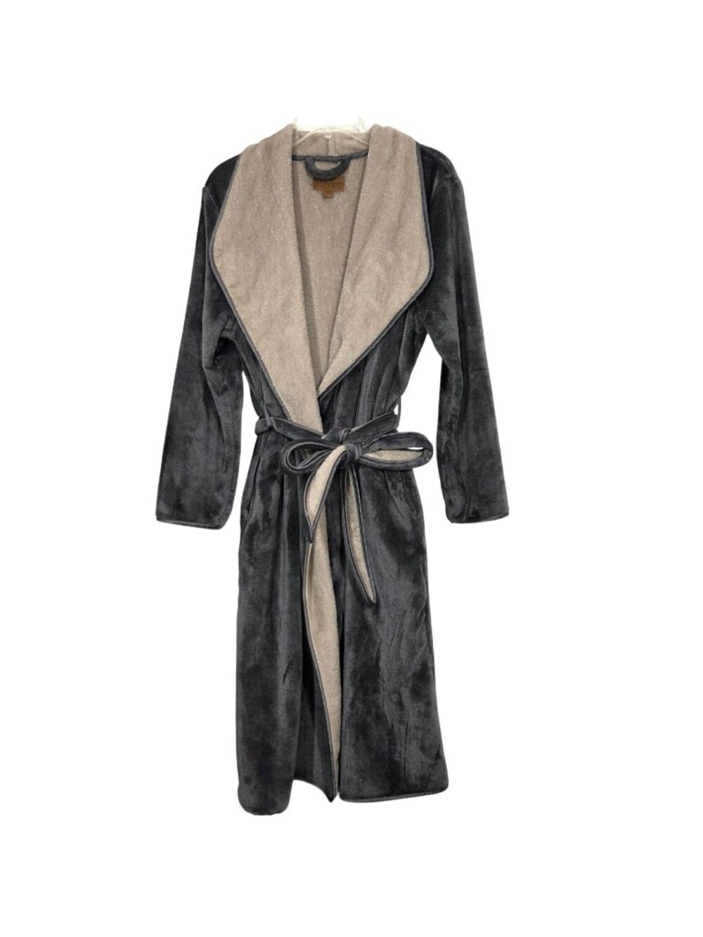 Koolaburra by Ugg Robe Womens Medium Gray Plush Belted Long Cozy Loungewear